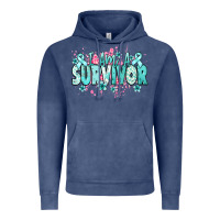 Vintage Denim I am a survivor teal ribbon Ovarian Cancer Vintage Hoodie - NancyCooperArtShop