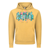 Vintage Mustard I am a survivor teal ribbon Ovarian Cancer Vintage Hoodie - NancyCooperArtShop