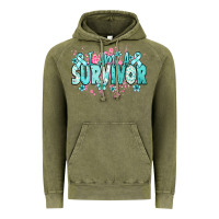 Vintage Olive I am a survivor teal ribbon Ovarian Cancer Vintage Hoodie - NancyCooperArtShop