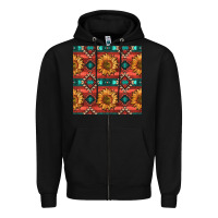 Black native american aztec seamless pattern 2 Zipper Hoodie - BundleAndBundleShop