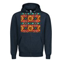 Navy native american aztec seamless pattern 2 Zipper Hoodie - BundleAndBundleShop