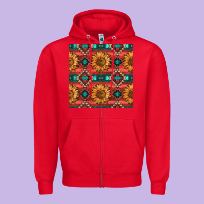 Native American Aztec Seamless Pattern 2 Zipper Hoodie Designed By Bundleandbundleshop