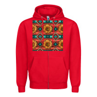 Red native american aztec seamless pattern 2 Zipper Hoodie - BundleAndBundleShop