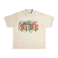 I Am A Survivor Peach Ribbon Urban Heavy Tee | Teevron