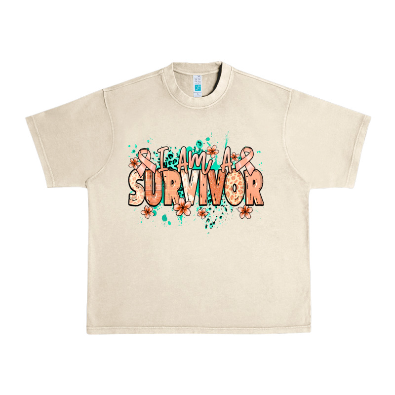 I Am A Survivor Peach Ribbon Urban Heavy Tee by NancyCooperArtShop | Teevron