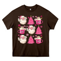Chocolate Brown retro doodle pink christmas Heavy Core Tee - MaliasSmallBusiness