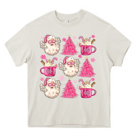 Cream retro doodle pink christmas Heavy Core Tee - MaliasSmallBusiness