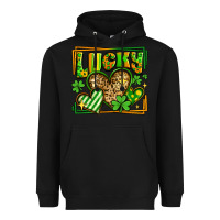 Black lucky st patricks day hearts Heavyweight Hoodie - LillyAllenDesigns