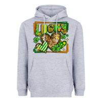 Heather Grey lucky st patricks day hearts Heavyweight Hoodie - LillyAllenDesigns