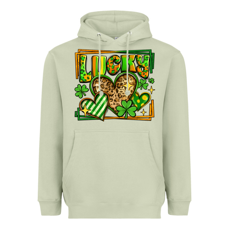 Lucky St Patricks Day Hearts Heavyweight Hoodie by LillyAllenDesigns | Teevron