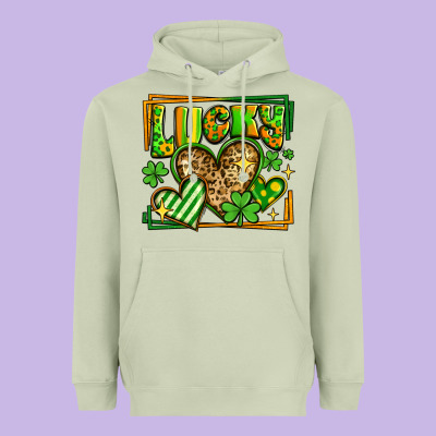 Lucky St Patricks Day Hearts Heavyweight Hoodie Designed By Lillyallendesigns