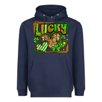 Navy lucky st patricks day hearts Heavyweight Hoodie - LillyAllenDesigns