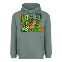 Sage lucky st patricks day hearts Heavyweight Hoodie - LillyAllenDesigns