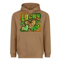 Toasted Coconut lucky st patricks day hearts Heavyweight Hoodie - LillyAllenDesigns