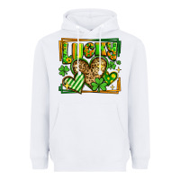 White lucky st patricks day hearts Heavyweight Hoodie - LillyAllenDesigns