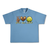 Pebble Blue peace love softball Urban Heavy Tee - JahusDesignShop