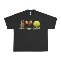 Pigment Black peace love softball Urban Heavy Tee - JahusDesignShop