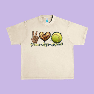 Peace Love Softball Urban Heavy Tee Designed By Jahusdesignshop