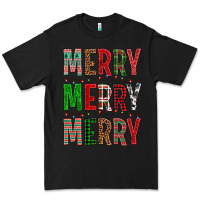 Black Merry Merry Merry Christmas Premium Tee - BundleAndBundleShop