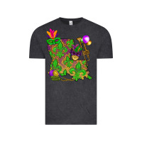 Vintage Black Louisiana map Mardi Gras Vintage Tee - NancyCooperArtShop
