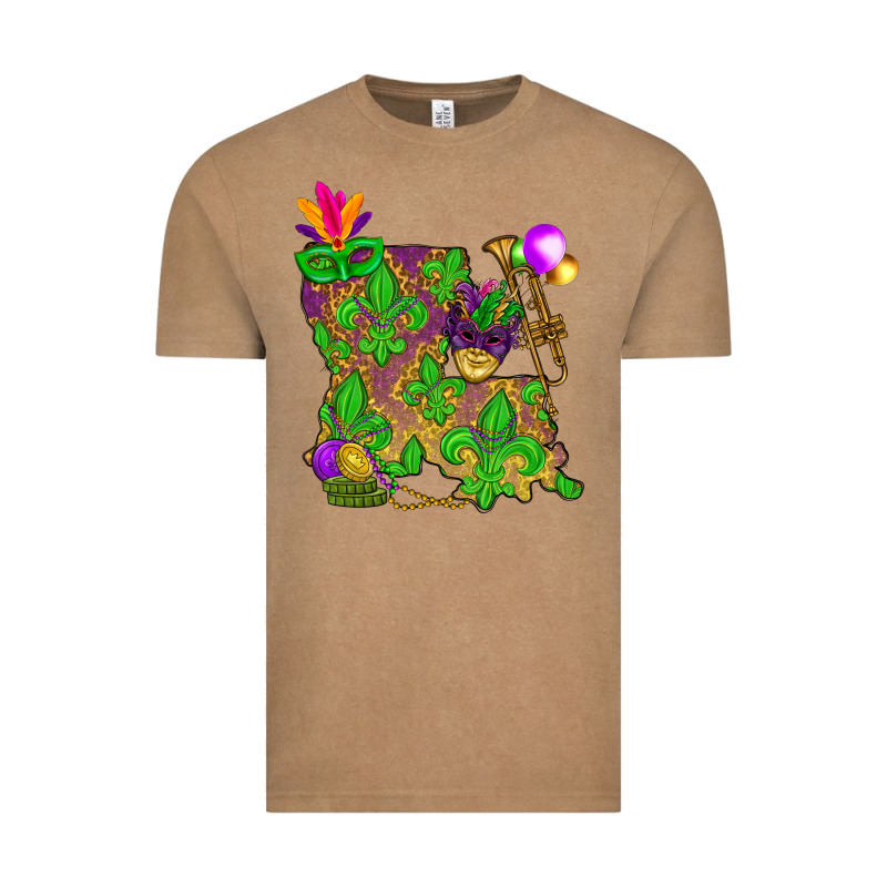 Louisiana Map Mardi Gras Vintage Tee by NancyCooperArtShop | Teevron