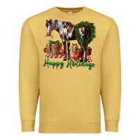Antique Gold happy holidays mustang horse Premium Sweatshirt - LillyAllenDesigns