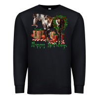 Black happy holidays mustang horse Premium Sweatshirt - LillyAllenDesigns