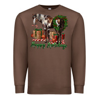 Chestnut happy holidays mustang horse Premium Sweatshirt - LillyAllenDesigns