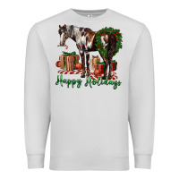 Dove Grey happy holidays mustang horse Premium Sweatshirt - LillyAllenDesigns