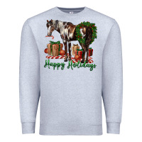 Heather Grey happy holidays mustang horse Premium Sweatshirt - LillyAllenDesigns