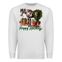 Oatmeal Heather happy holidays mustang horse Premium Sweatshirt - LillyAllenDesigns