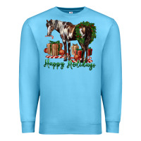 Ocean Blue happy holidays mustang horse Premium Sweatshirt - LillyAllenDesigns