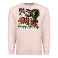 Pale Pink happy holidays mustang horse Premium Sweatshirt - LillyAllenDesigns