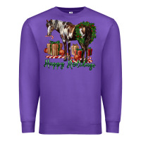 Purple happy holidays mustang horse Premium Sweatshirt - LillyAllenDesigns