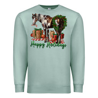 Seafoam happy holidays mustang horse Premium Sweatshirt - LillyAllenDesigns