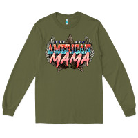 Army Green American mama Mother's Day Long Sleeve Tee - HowdyJamesFarm
