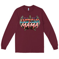 Burgundy American mama Mother's Day Long Sleeve Tee - HowdyJamesFarm