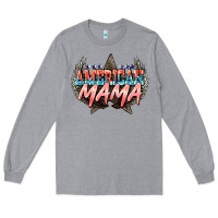 Heather Grey American mama Mother's Day Long Sleeve Tee - HowdyJamesFarm