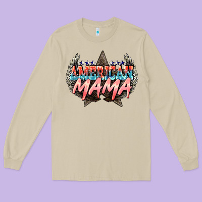 American Mama Mother's Day Long Sleeve Tee Designed By Howdyjamesfarm