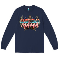 Navy American mama Mother's Day Long Sleeve Tee - HowdyJamesFarm
