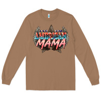 Toasted Coconut American mama Mother's Day Long Sleeve Tee - HowdyJamesFarm