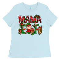 Baby Blue Mama Elf With Gift Christmas Ladies Tee - BundleAndBundleShop