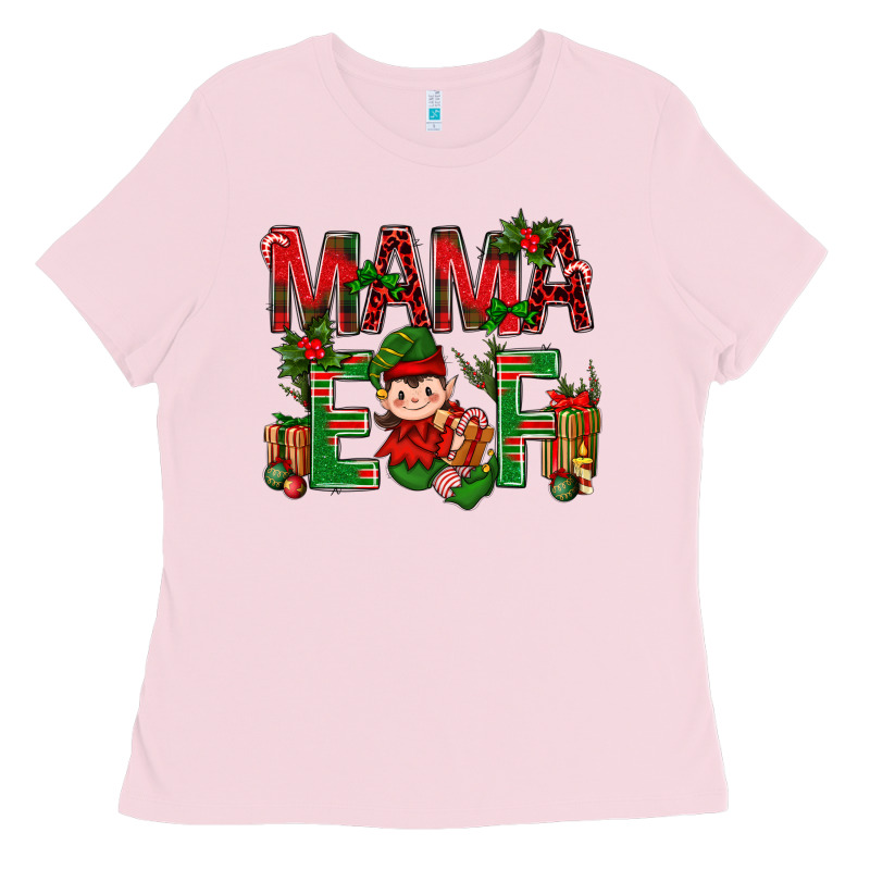 Mama Elf With Gift Christmas Ladies Tee by BundleAndBundleShop | Teevron