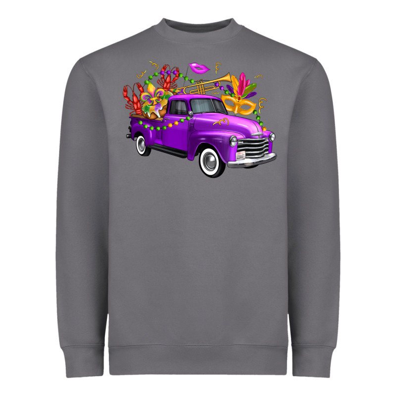 Mardi Gras Truck King's Cake Heavyweight Sweatshirt by FaDigitalArtStudio | Teevron