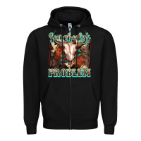 Black Somebody's Problem Bull Skull Zipper Hoodie - FaDigitalArtStudio