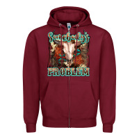 Burgundy Somebody's Problem Bull Skull Zipper Hoodie - FaDigitalArtStudio