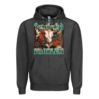 Charcoal Heather Somebody's Problem Bull Skull Zipper Hoodie - FaDigitalArtStudio