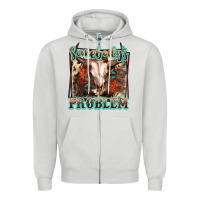 Dove Grey Somebody's Problem Bull Skull Zipper Hoodie - FaDigitalArtStudio
