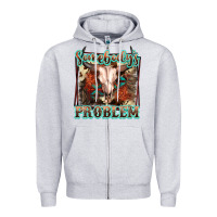 Heather Grey Somebody's Problem Bull Skull Zipper Hoodie - FaDigitalArtStudio