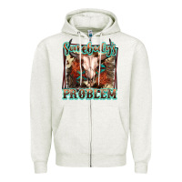 Oatmeal Heather Somebody's Problem Bull Skull Zipper Hoodie - FaDigitalArtStudio